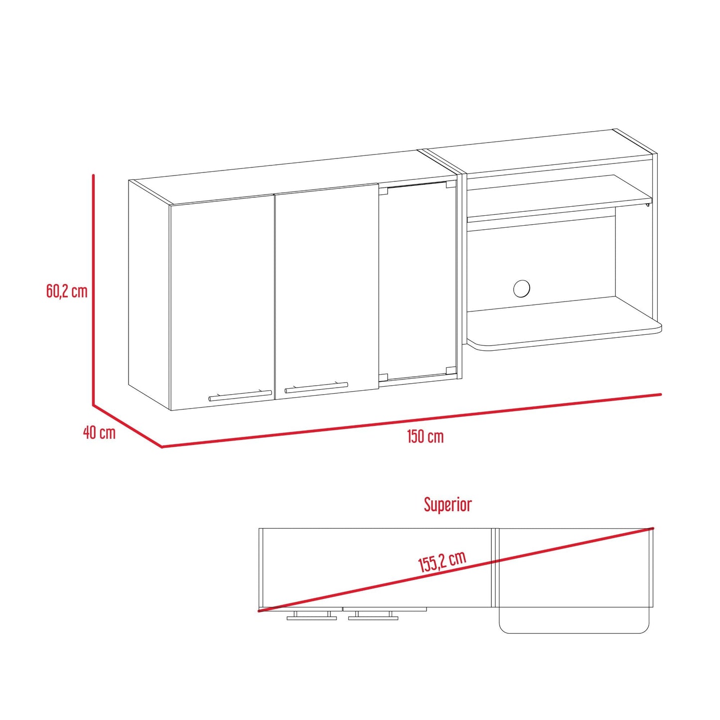 Gabinete Superior Viltex, Beige y Blanco, incluye locero y portavasos