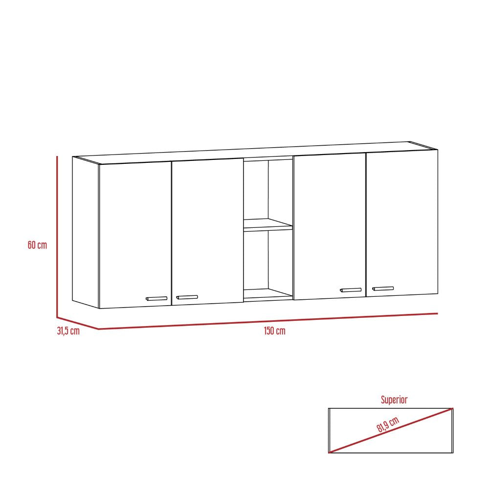 Gabinete Superior Estrella, Wengue, con cuatro puertas batientes ZF