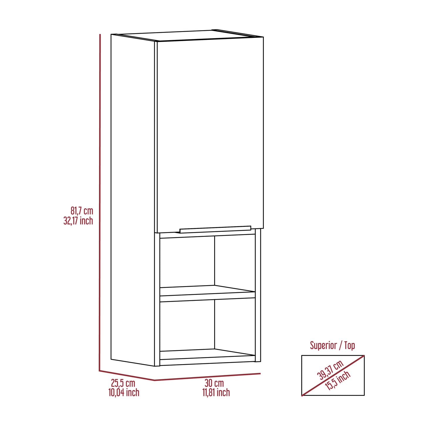 Gabinete de Baño Real, Gris, con Tres Entrepaños ZF