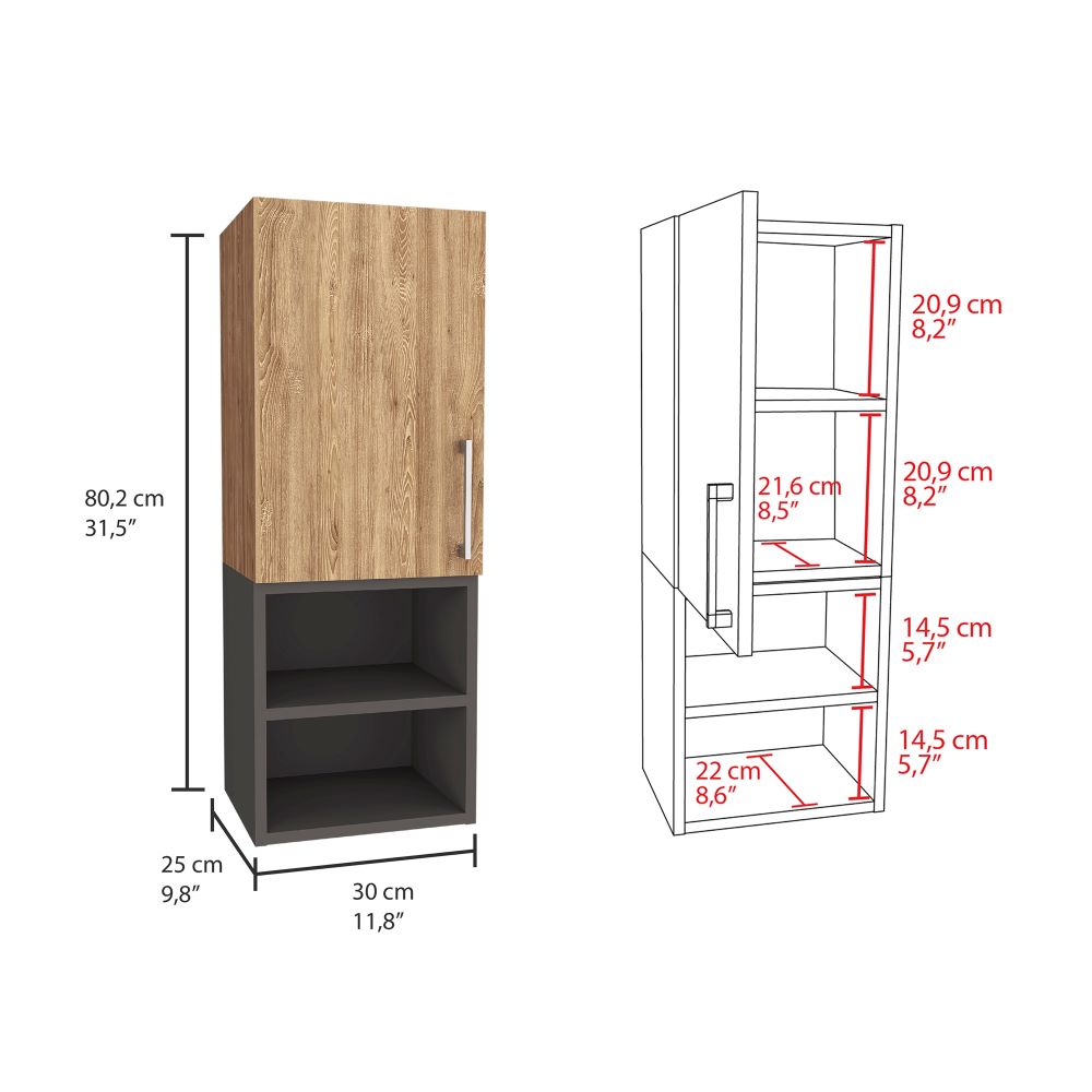 Gabinete de Baño Oporto, Miel y Plata Oscuro, con espacio para guardar objetos de aseo personal