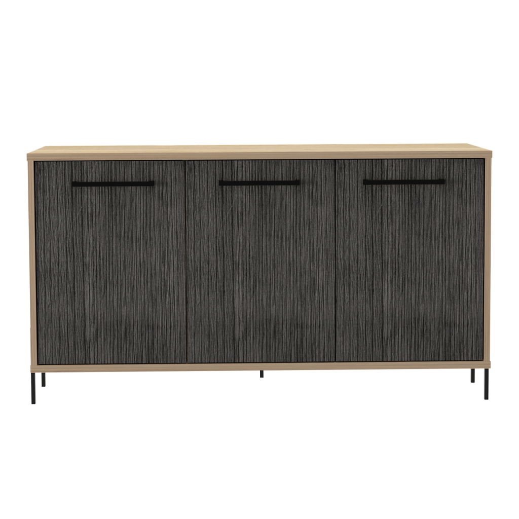 Mueble Auxiliar Tulsa, Beige y Gris, con variedad de entrepaños