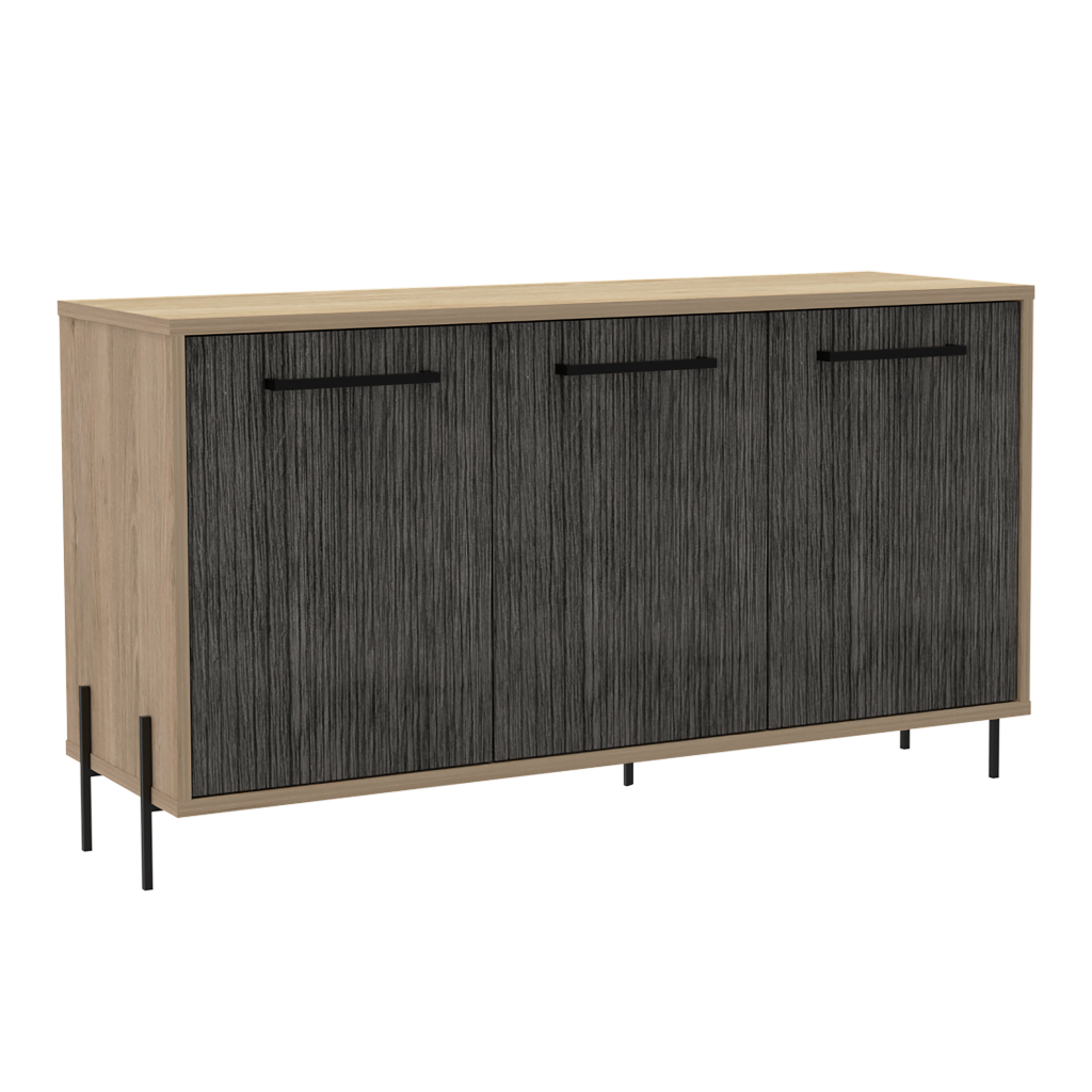 Mueble Auxiliar Tulsa, Beige y Gris, con variedad de entrepaños