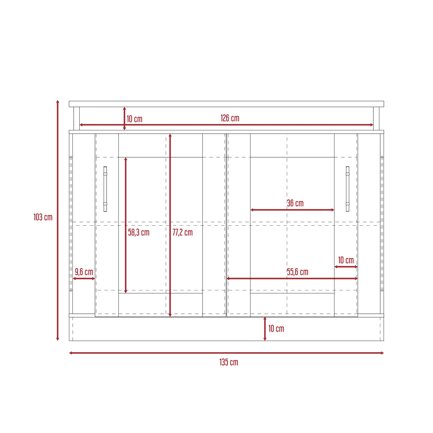 Barra de Cocina Elica, Beige, con amplios espacios para guardar alimentos e implementos de cocina