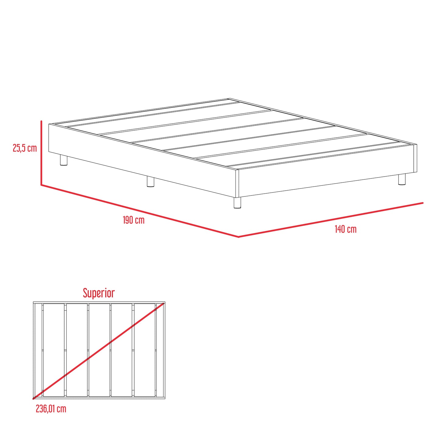 Base Cama Doble Confort, Cobre, incluye tendido de tablas ideal