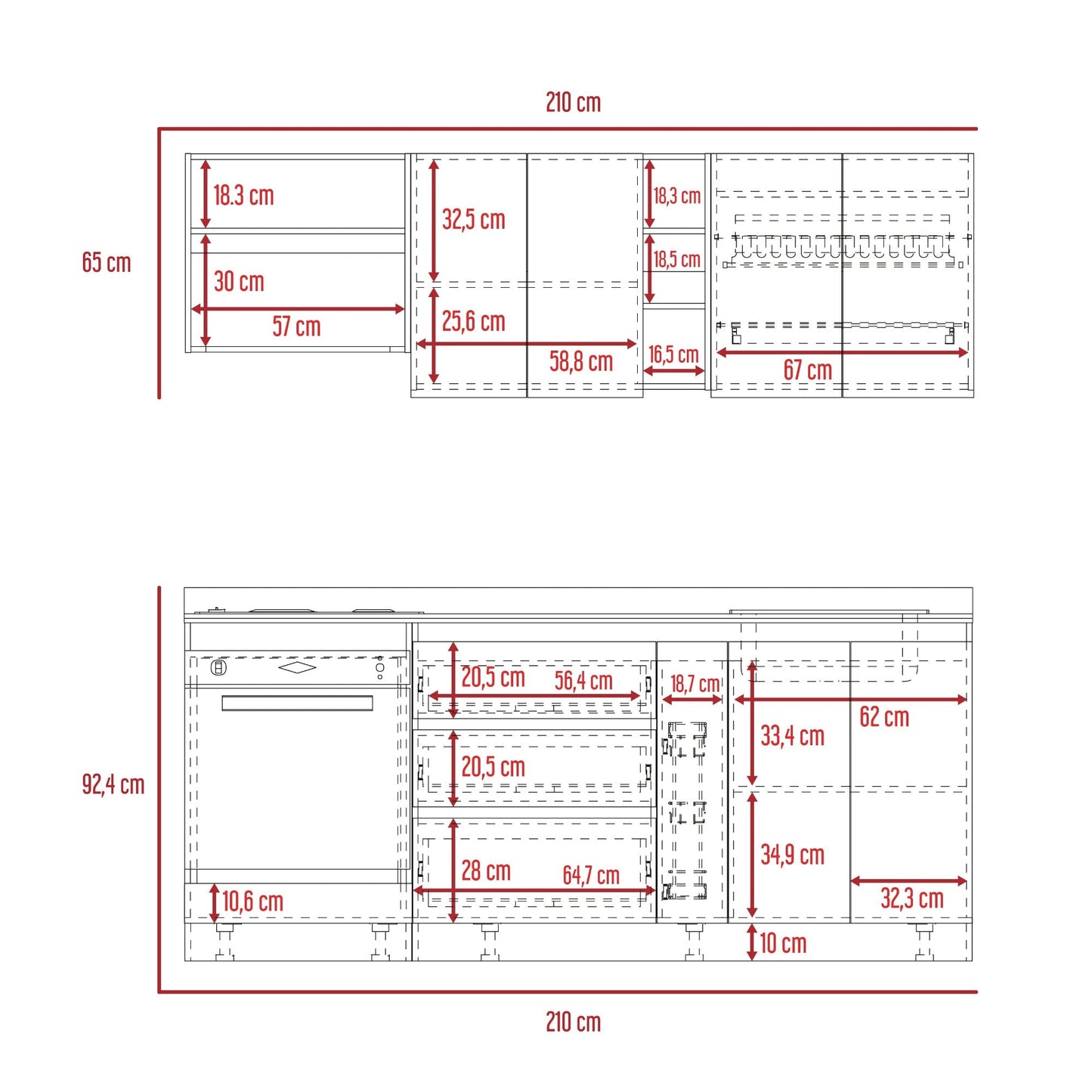 Cocina Integral Thilo, Café claro y Gris, incluye mesón izquierdo y horno