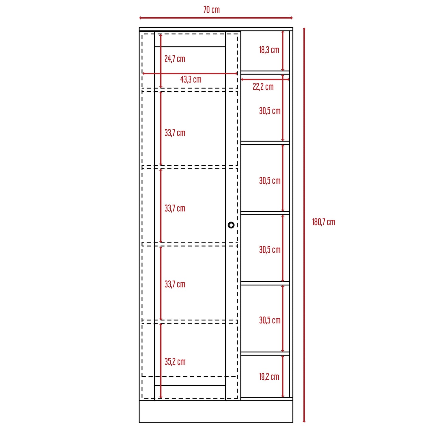 Closet Lara con Espejo, Caoba, con siete entrepaños y gran capacidad de almacenamiento