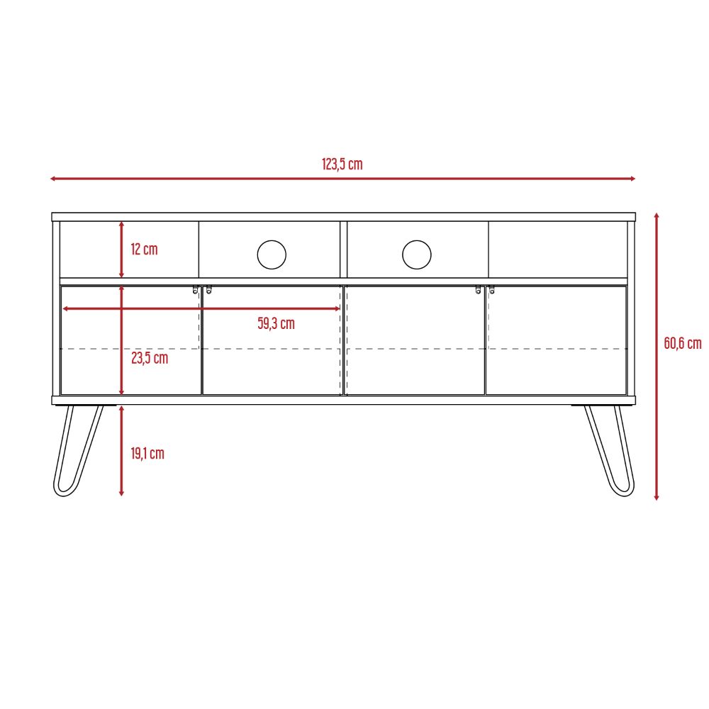 Mesa para TV Lara, Wengue y Caoba, para televisor de 55 pulgadas