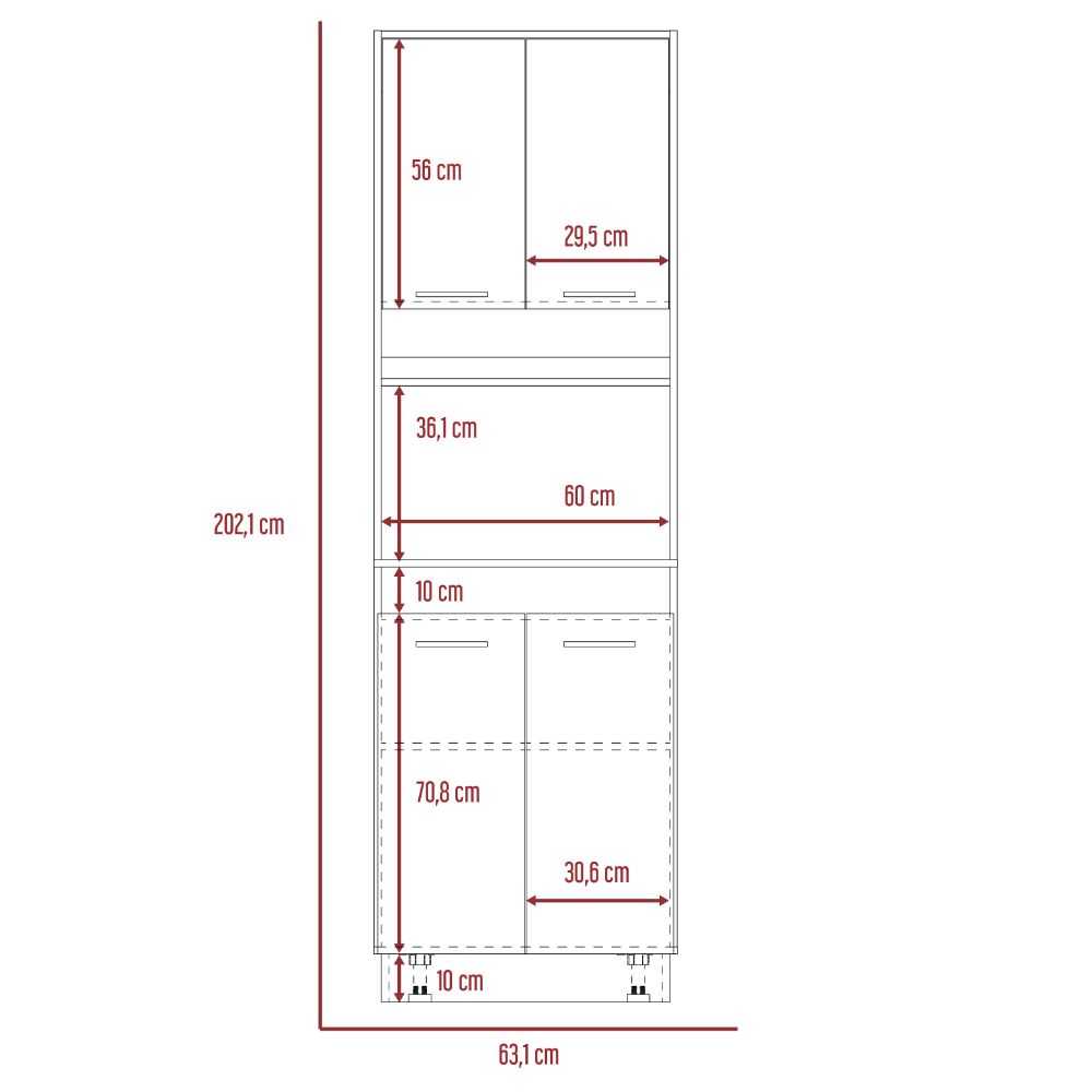 Modulo microondas Galapa, Beige y Blanco, Con 4 puertas batientes.