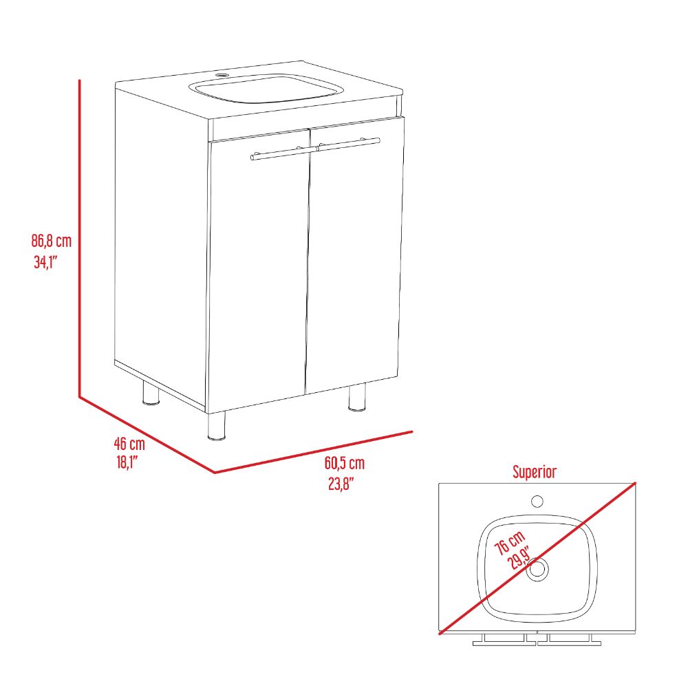 Mueble Lavamanos Anney color Blanco Nevado para Baño.