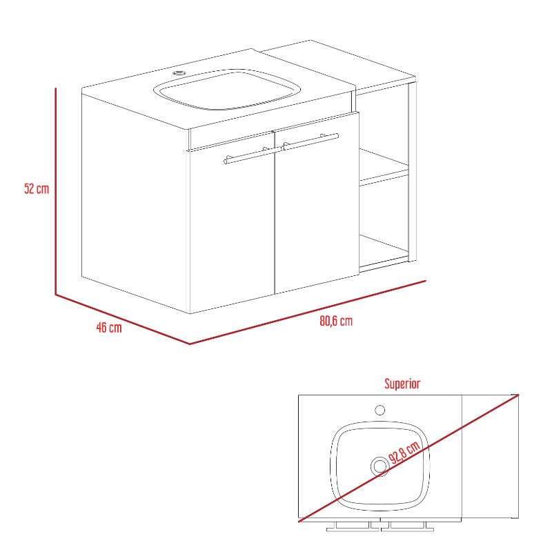 Mueble Lavamos Anney color Café claro para Baño.