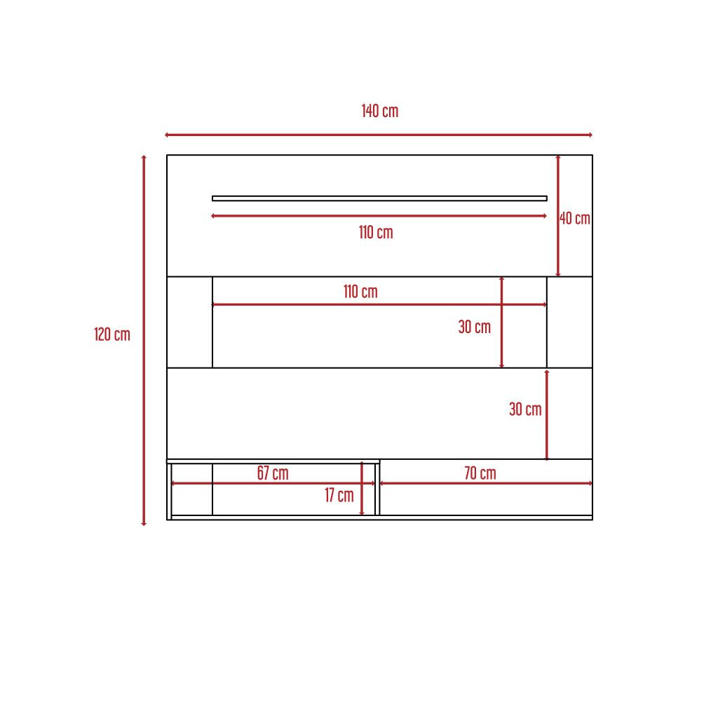 Panel para TV Ascher, Wengue, para televisor de 55 pulgadas