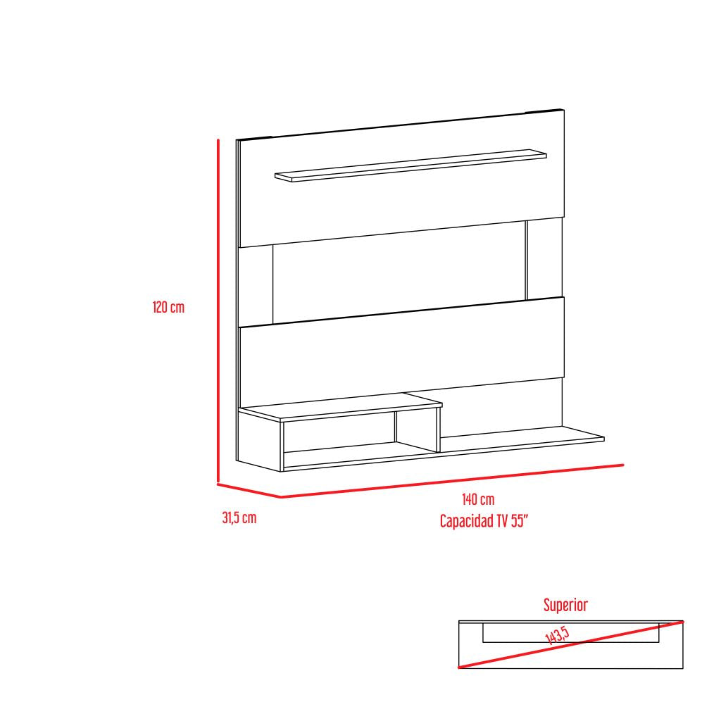 Panel para TV Ascher, Wengue, para televisor de 55 pulgadas