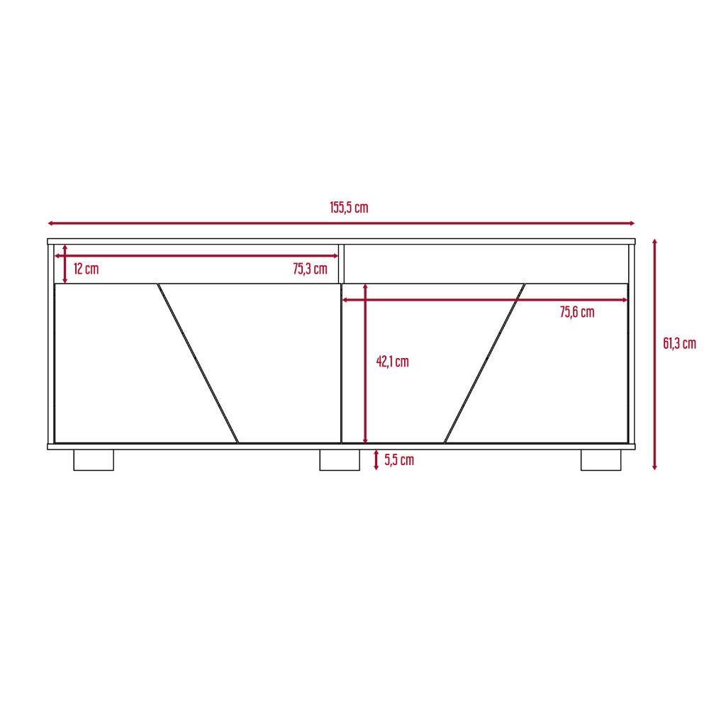 Mesa para TV Orus, Miel y Caoba, con espacio para televisor de 70 pulgadas