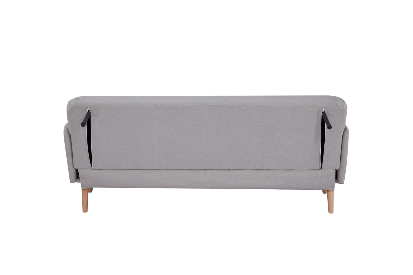 Sofá Cama Saruma, Gris, con estructura de madera y tela 100% poliéster