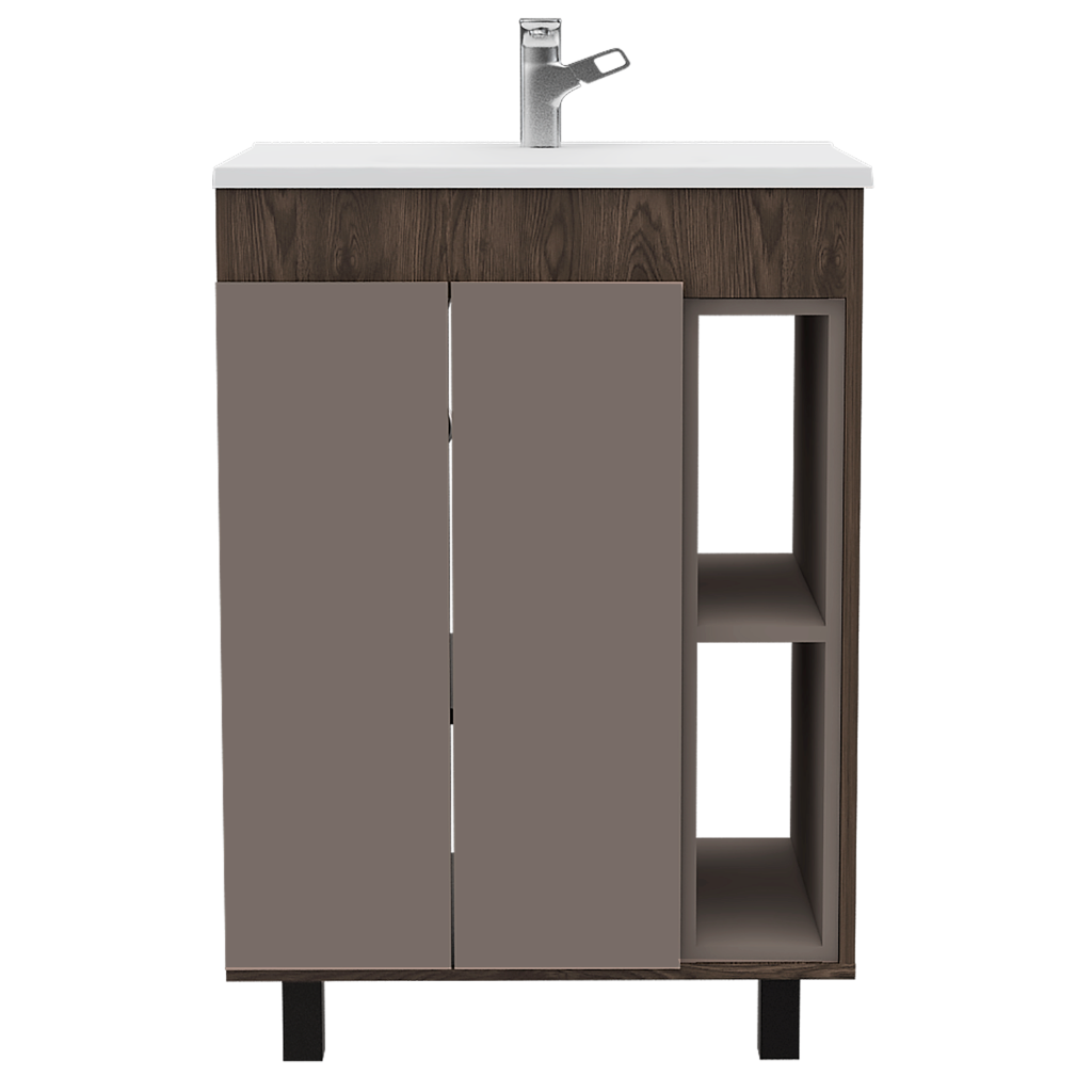 Mueble Lavamanos Meka, Cognac y Cocoa, incluye lavamanos