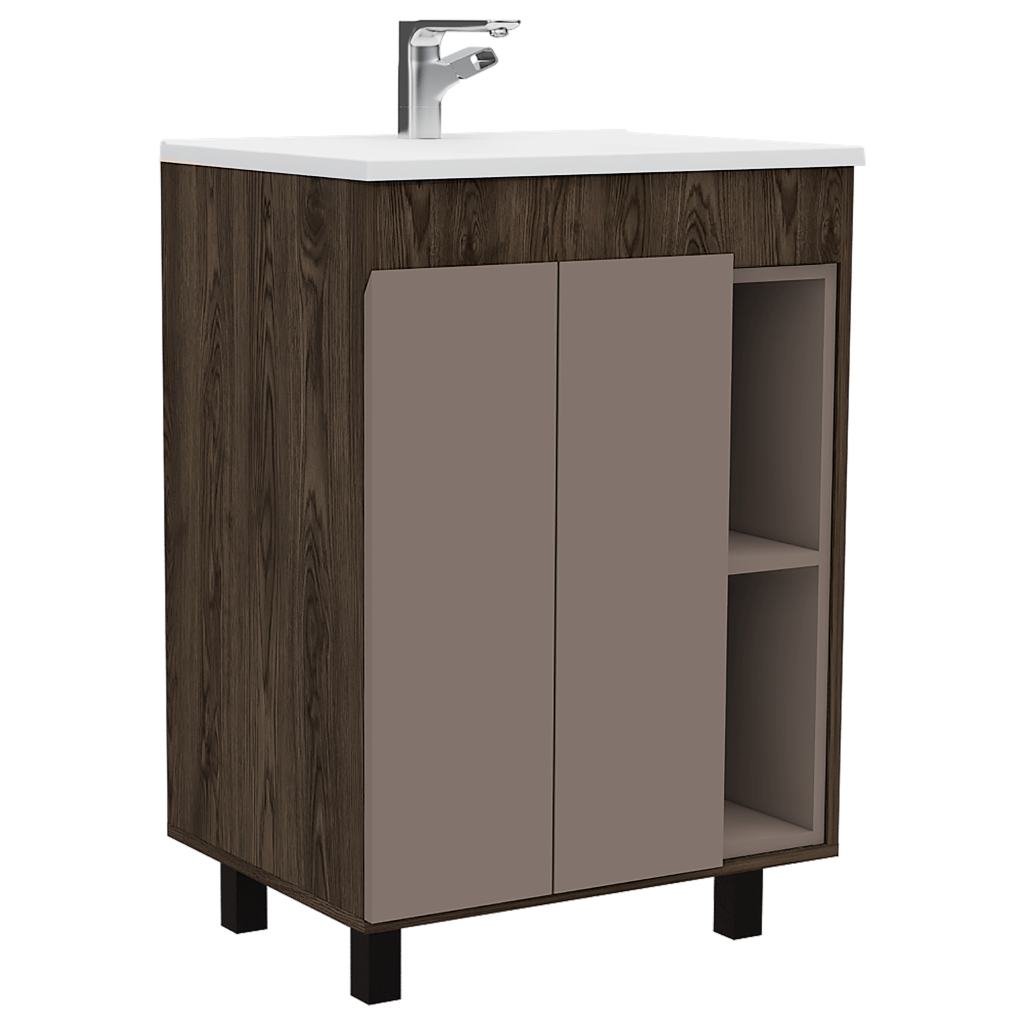 Mueble Lavamanos Meka, Cognac y Cocoa, incluye lavamanos