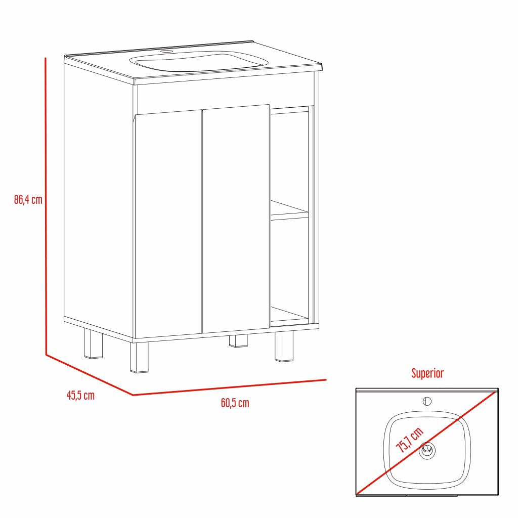 Mueble Lavamanos Meka, Cognac y Cocoa, incluye lavamanos