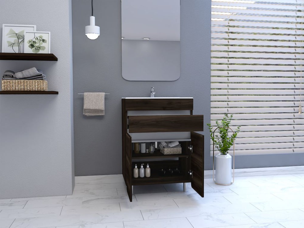 Mueble Lavamanos Aluvy, Caoba y Gris, con gran capacidad de almacenamiento 60