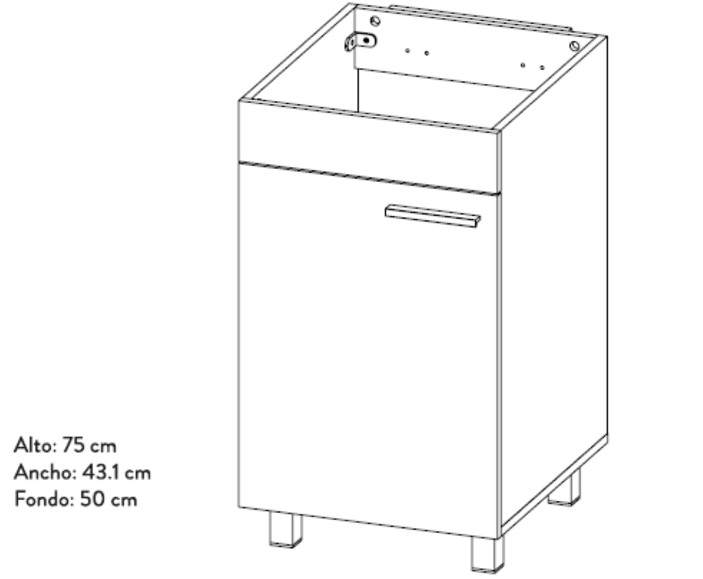 Mueble Lavadero Abel, Blanco y Moreno, ideal para espacios pequeños