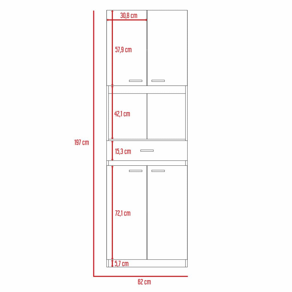 Módulo Microondas Ankara, Blanco, con cuatro puertas abatibles y amplio espacio para almacenamiento