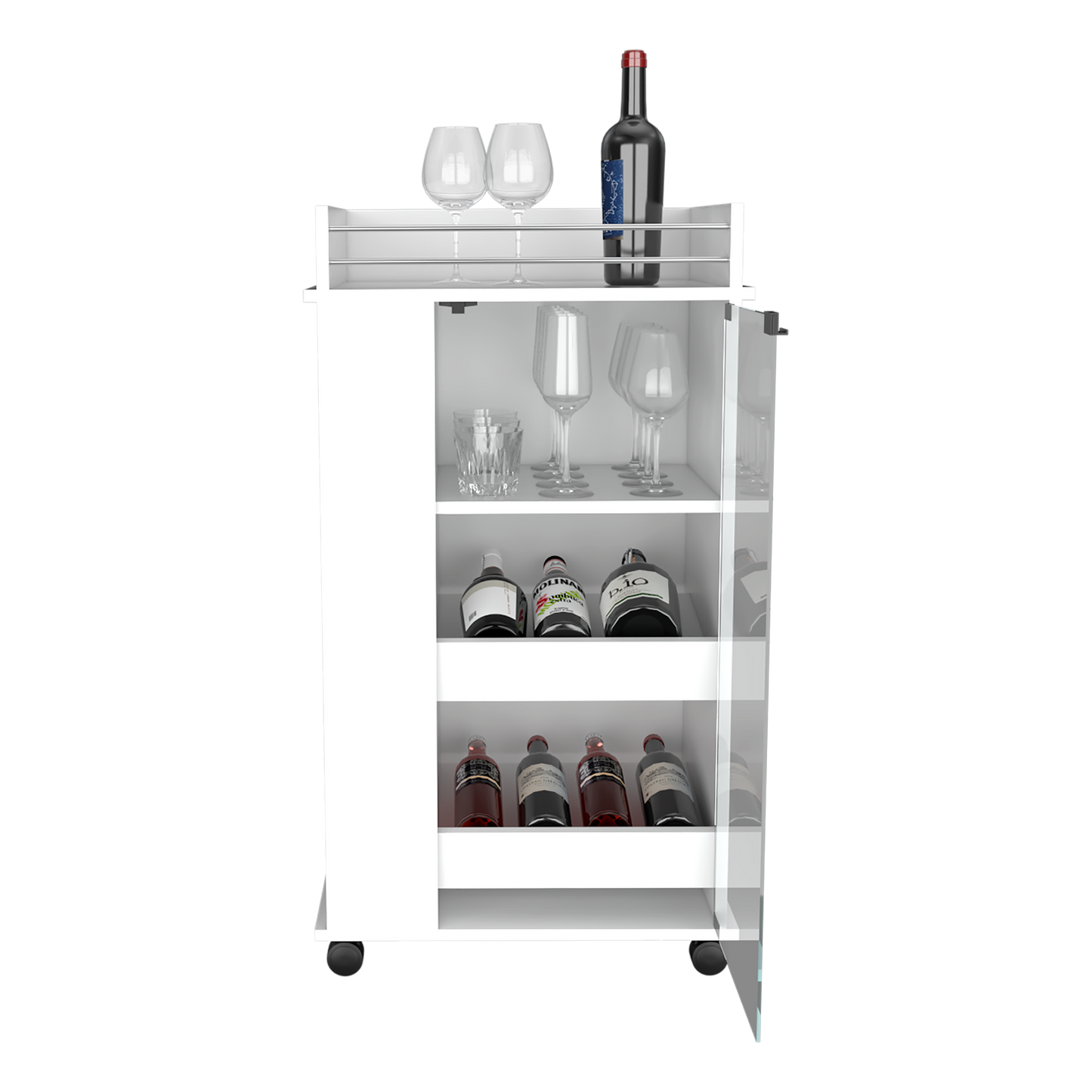 Bar Spirit, Blanco Duqueza, con Amplios Espacios Para Ubicar Copas y Botellas ZF