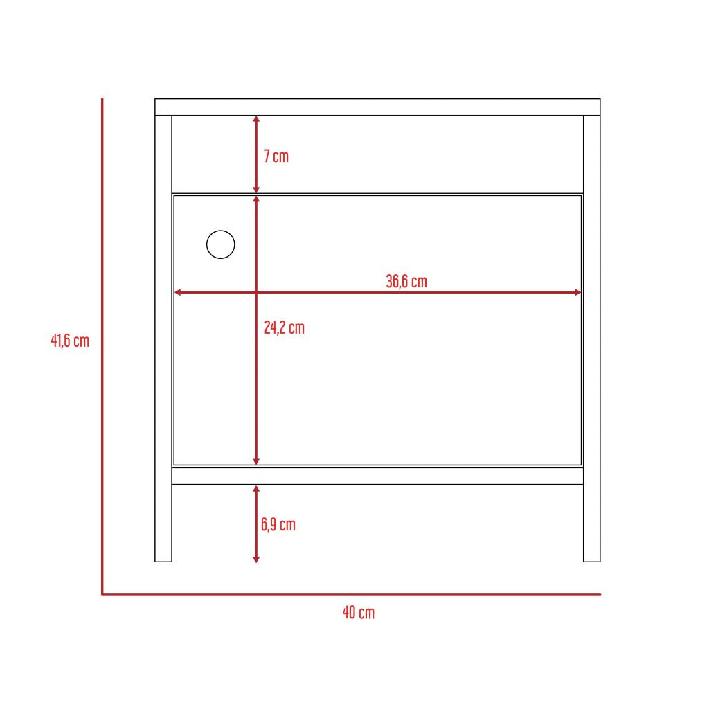 Mesa de Noche Tutto, Café claro, con cajón para guardar objetos ideal para espacios reducidos