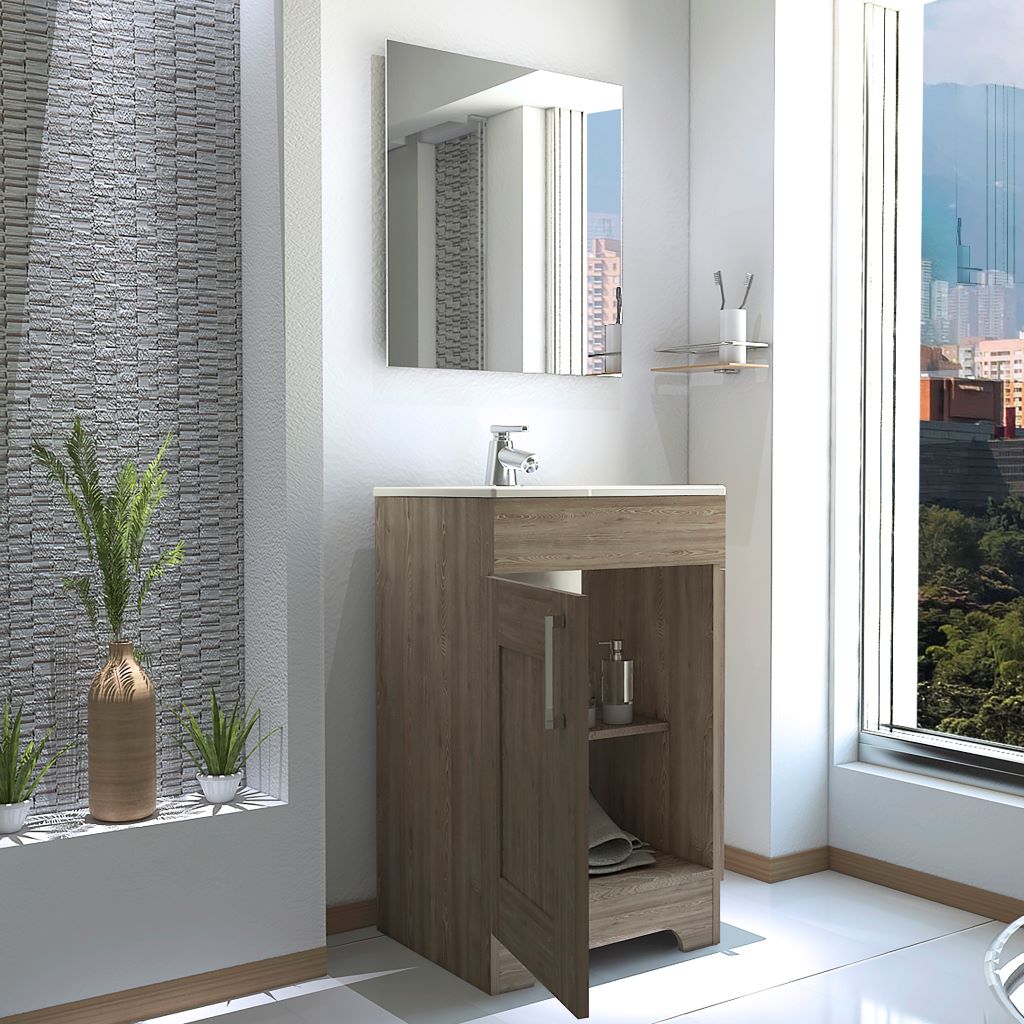 Mueble Lavamanos Apolis, Miel, con una puerta batiente