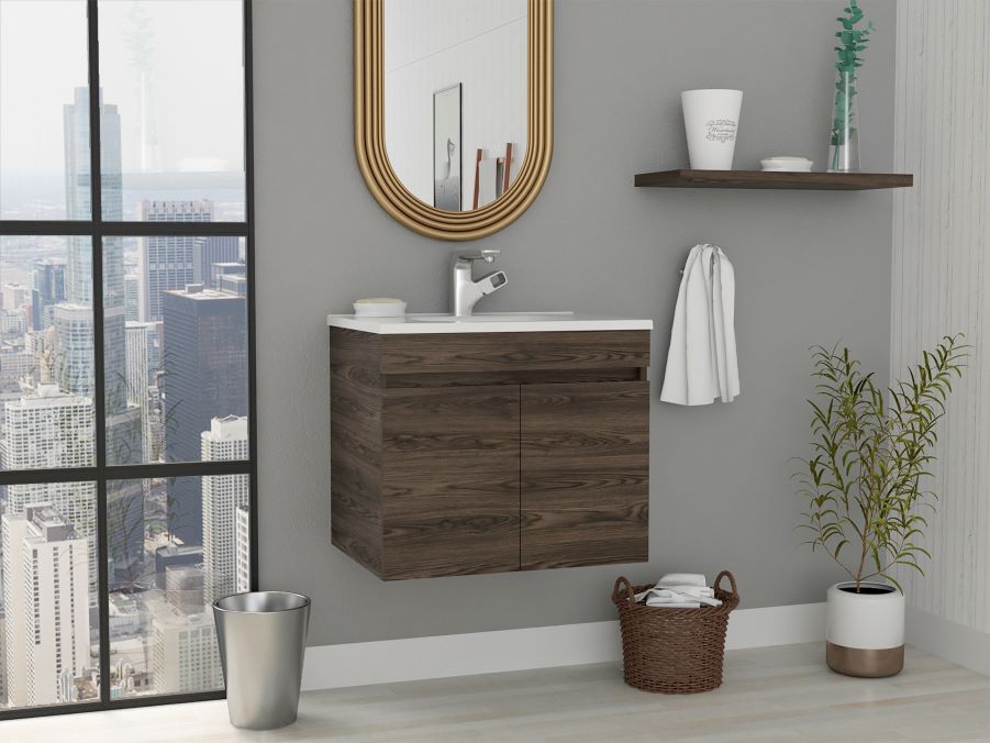 Mueble Lavamanos Brend color Chocolate para Baño.