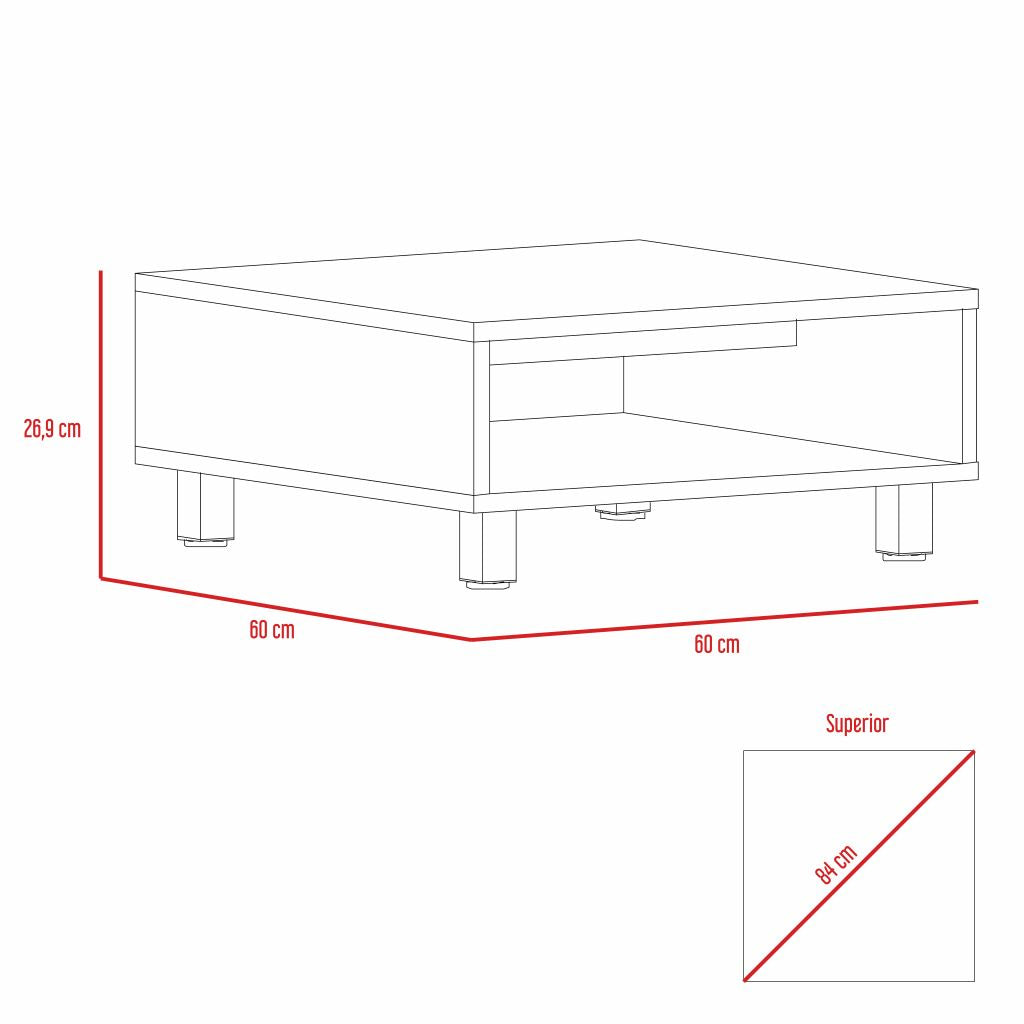 Mesa de centro Pity, Beige, con patas en acero cromado