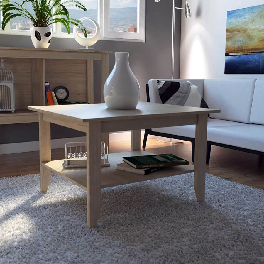 Mesa de Centro Sarume, Beige, con amplia superficie