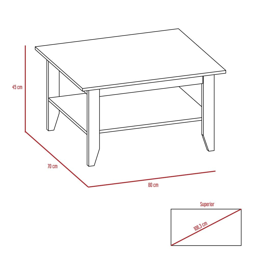 Mesa de Centro Sarume, Beige, con amplia superficie