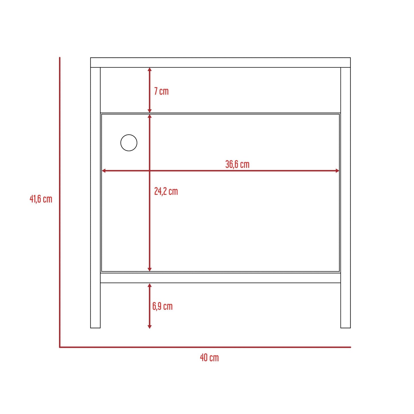 Mesa de Noche Tutto, Beige, con cajón para guardar objetos ideal para espacios reducidos