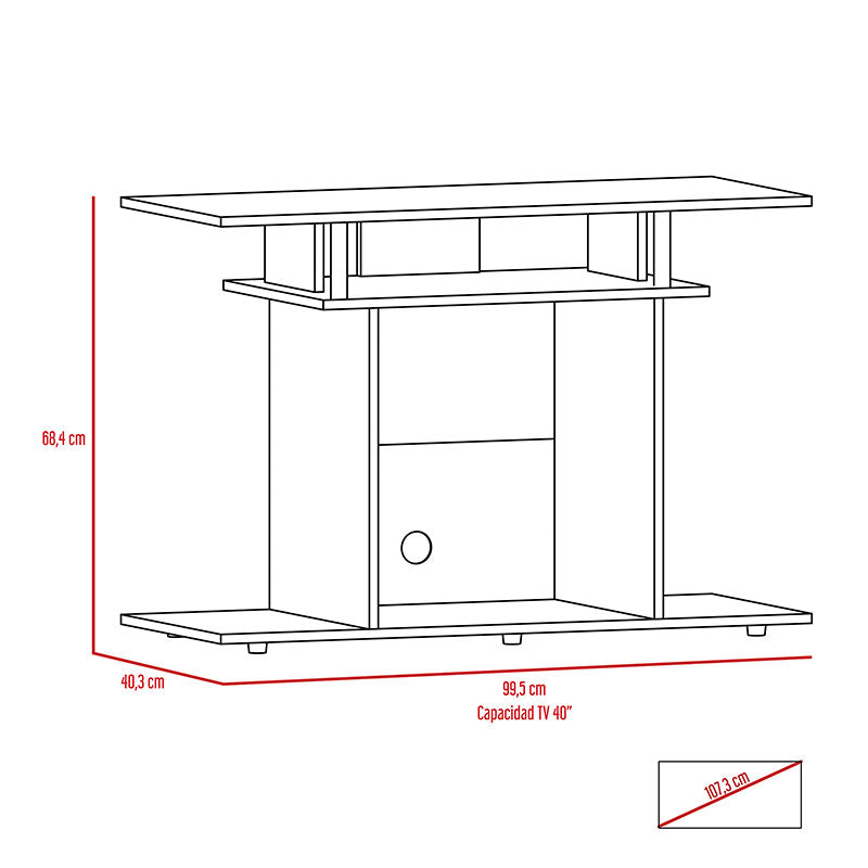 Mesa para TV Lisboa, Wengue, con espacio para televisor de hasta 40 pulgadas