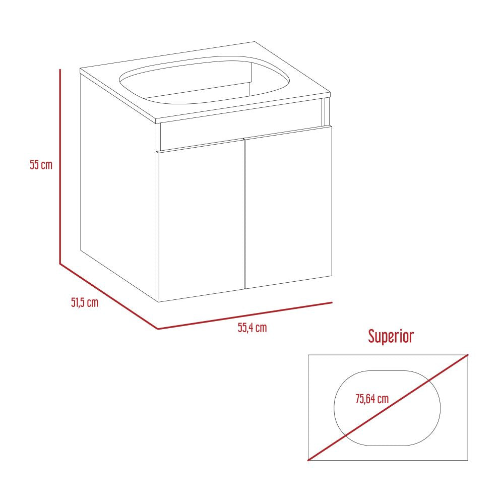 Mueble Lavamanos Orus, Wengue, con espacio para ubicar objetos de aseo. No incluye Lavamanos