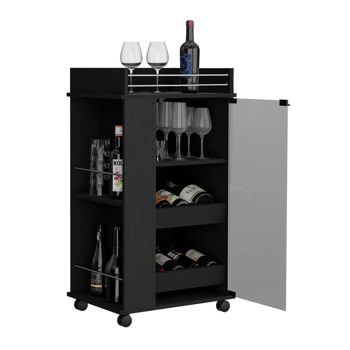 Bar Spirit, Wengue, con Amplios Espacios Para Ubicar Copas y Botellas ZF