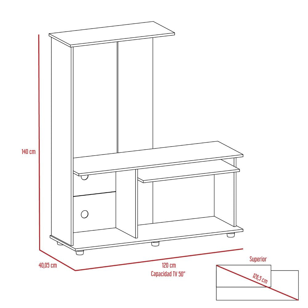 Mesa Para Tv Monet, Wengue, con Capacidad Para Televisor de 50 Pulgadas