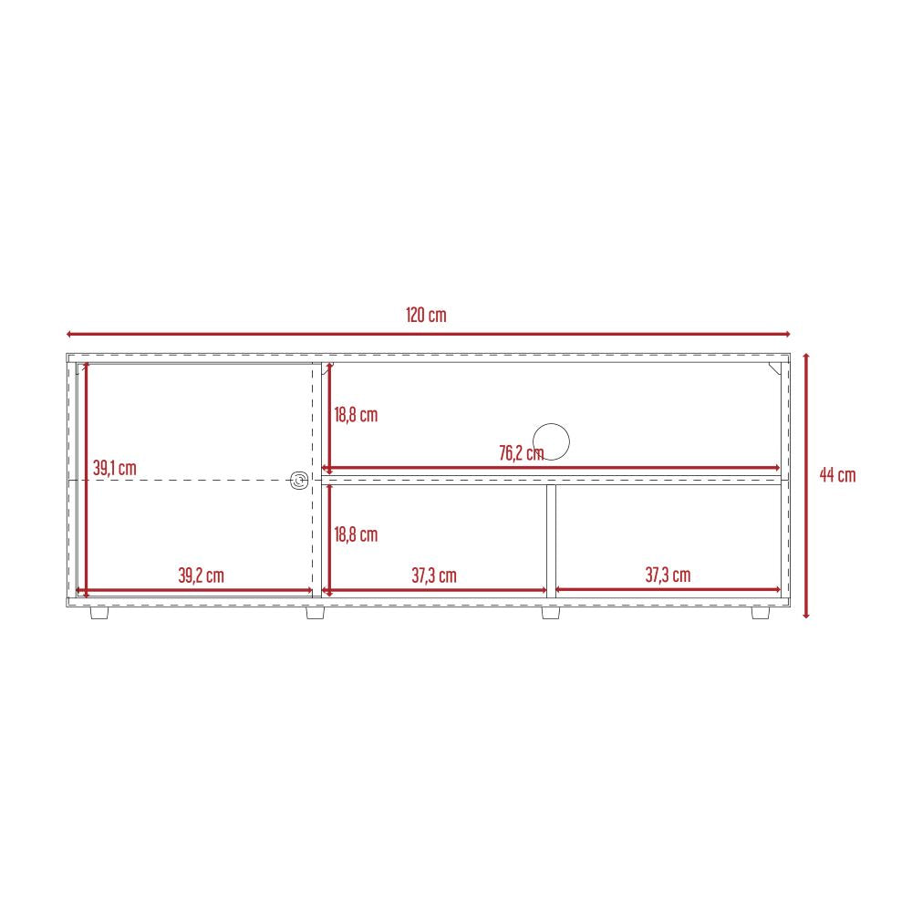 Mesa Para Tv Noah, Macadamia y Blanco Vainilla, con Variedad de Entrepaños