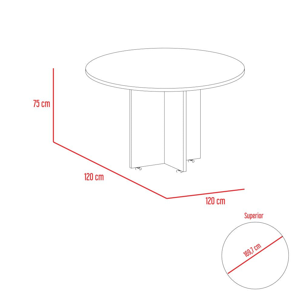 Mesa Redonda para oficina Concept, Chocolate, ideal para cuatro puertas