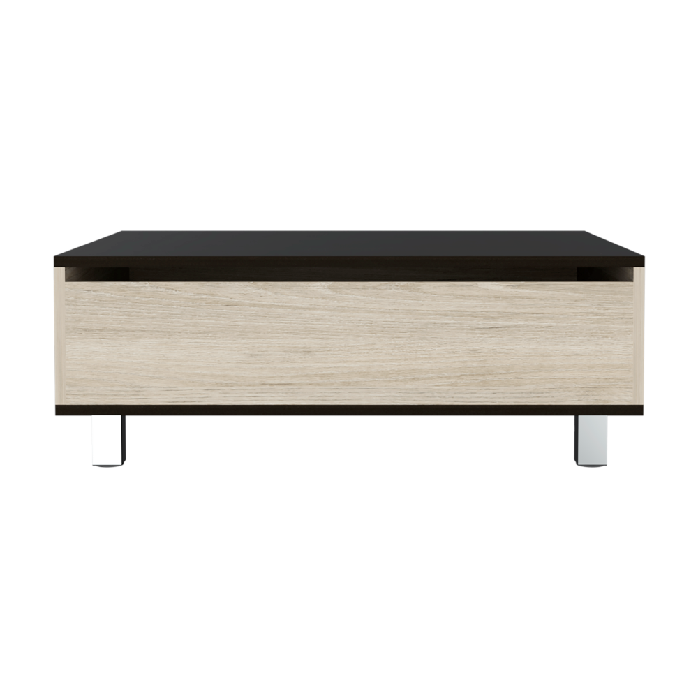 Mesa de Centro Salento, Beige y Plata Oscuro, con Gran Capacidad de Almacenamiento