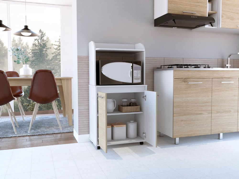 Módulo Microondas Kova, Beige y Blanco Duqueza, con dos puertas batientes ZF