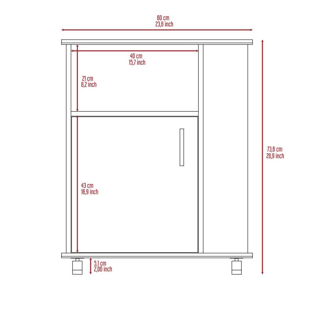 Módulo Microondas Lower, Blanco, con Una Puerta Abatible y Rodachinas Para Su Fácil Desplazamiento ZF