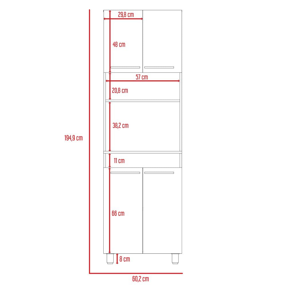 Módulo Microondas Moara, Nogal y Blanco Duqueza, con cuatro puertas batientes ZF