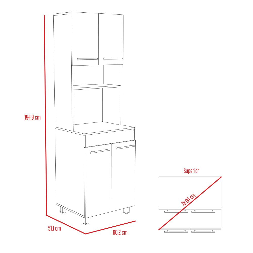 Módulo Microondas Moara, Nogal y Blanco Duqueza, con cuatro puertas batientes ZF