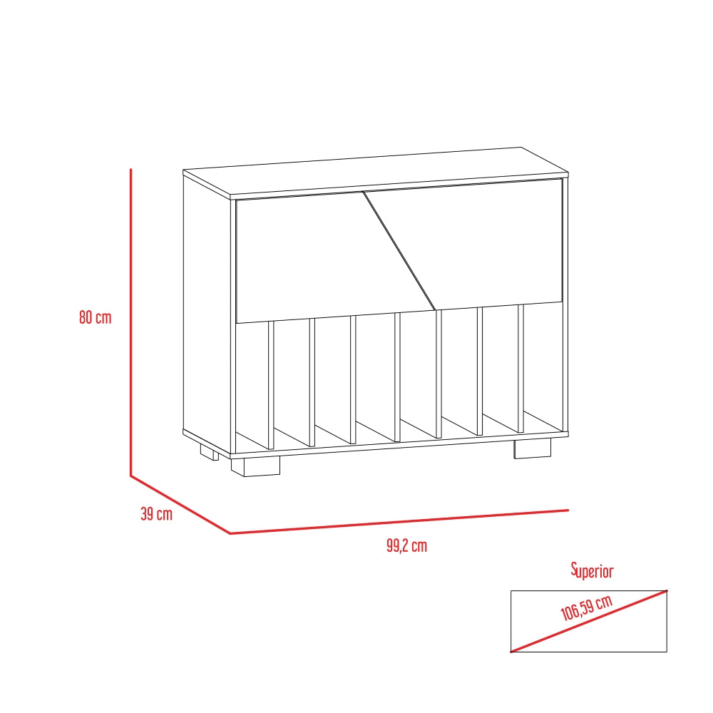 Mueble Auxiliar Lara, Caoba y Miel, con Patas En Acero y Espacio Para Objetos Decorativos