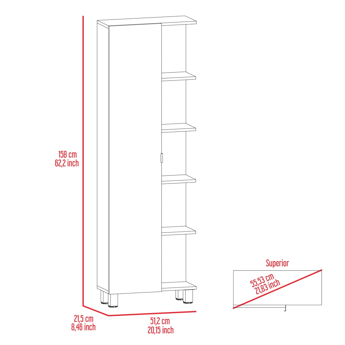 Mueble Esquinero Arán, Café Claro, con Variedad de Entrepaños ZF