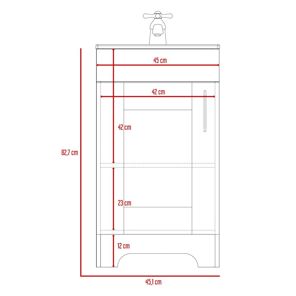 Mueble Lavamanos Apolis, Wengue, con Una Puerta Batiente