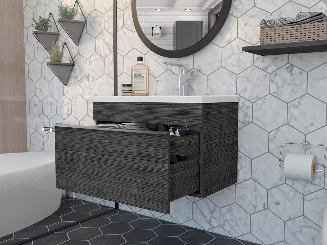 Mueble Lavamanos Celey color Gris para Baño.