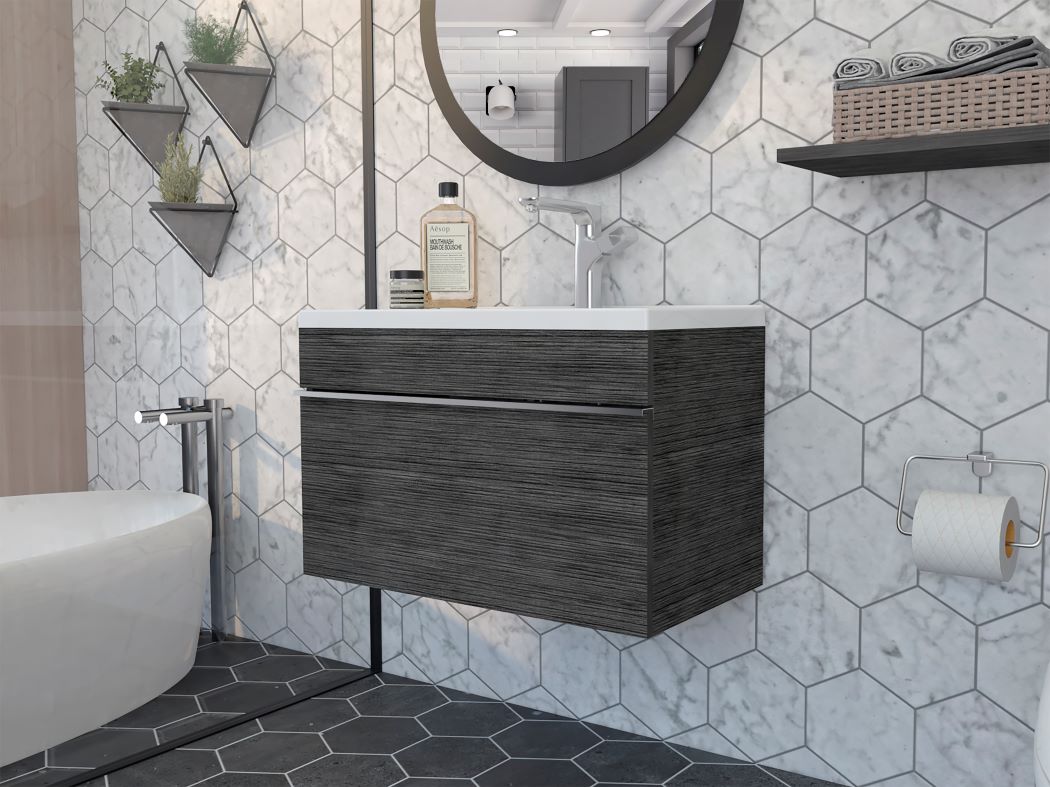 Mueble Lavamanos Celey color Gris para Baño.