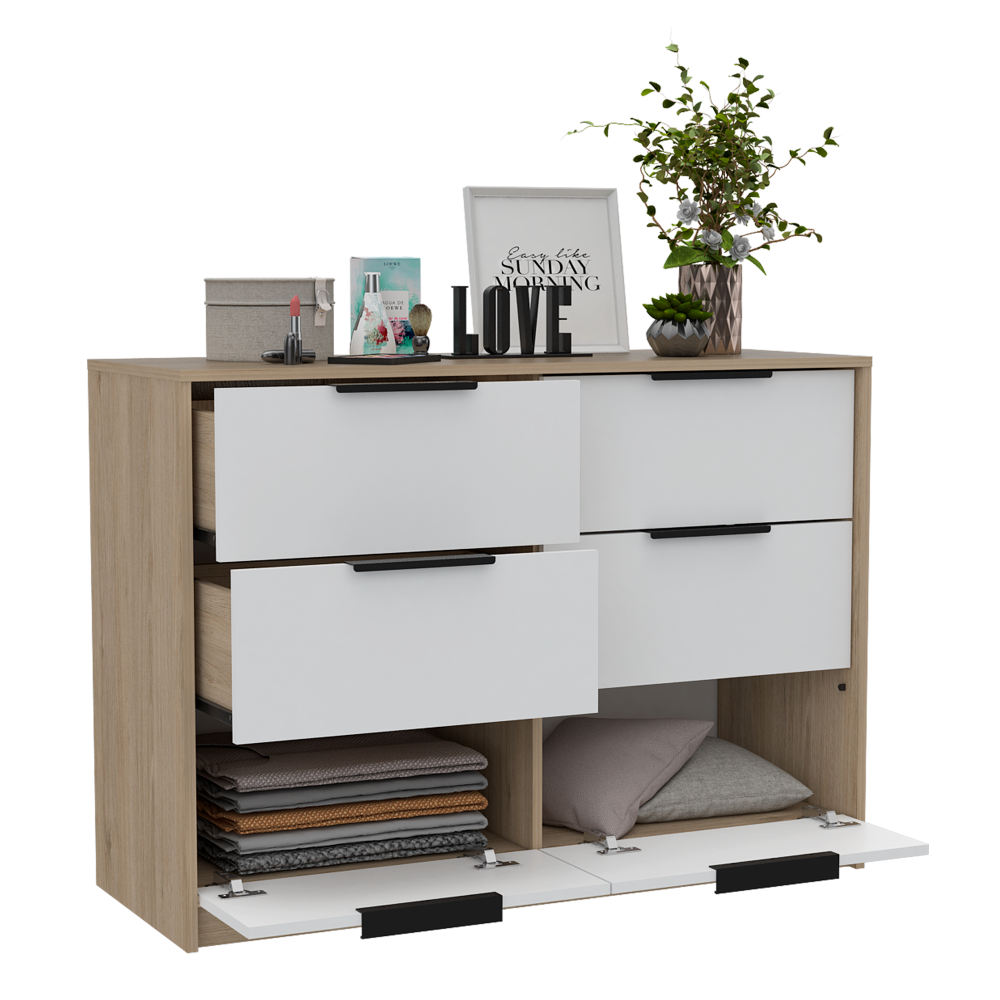 Organizador Wesley, Beige y Blanco, con cuatro cajones