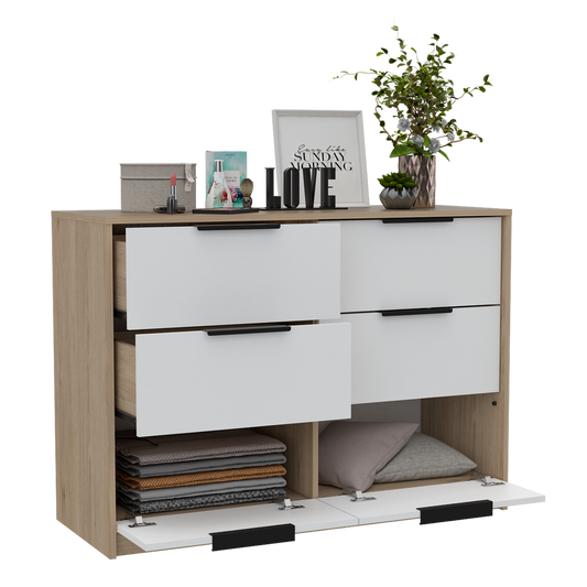 Organizador Wesley, Beige y Blanco, con cuatro cajones